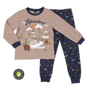 Nano Adventure Kids Pajama Set - Beige and Dark Blue